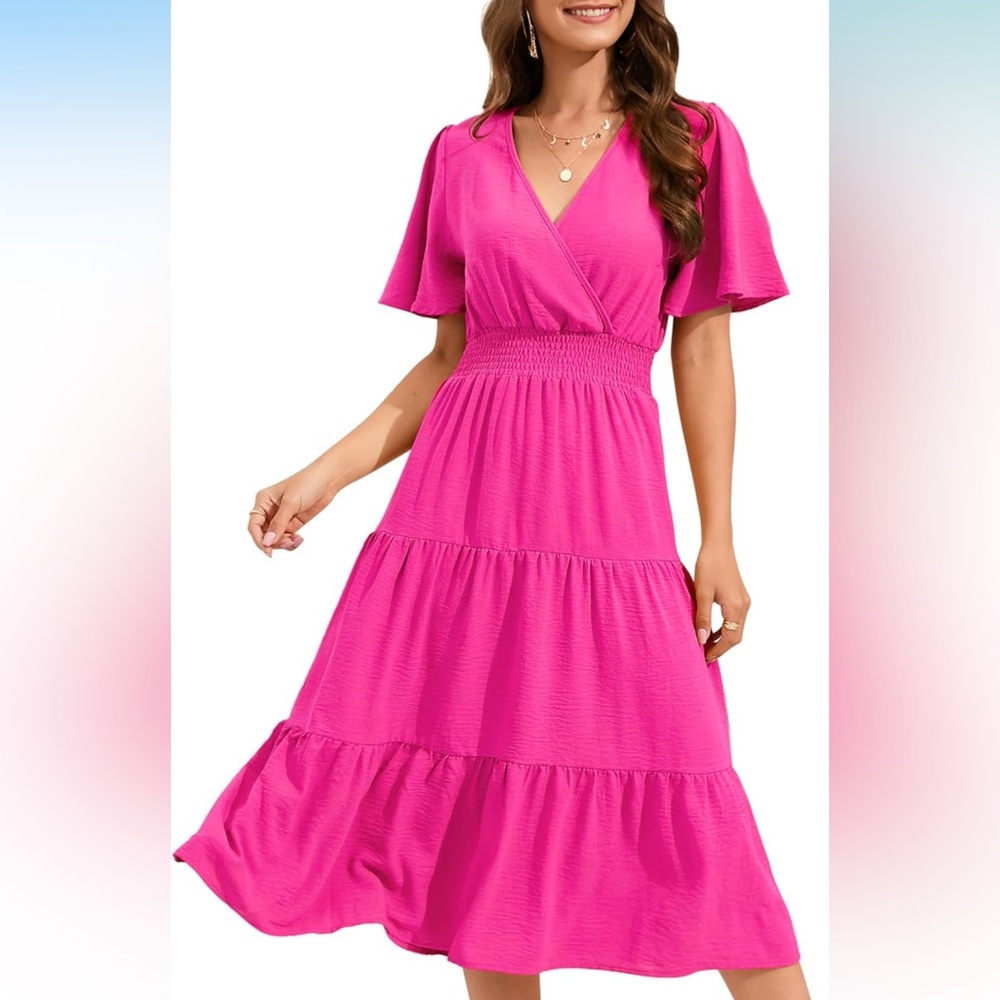 Vibrant Pink Midi Dress